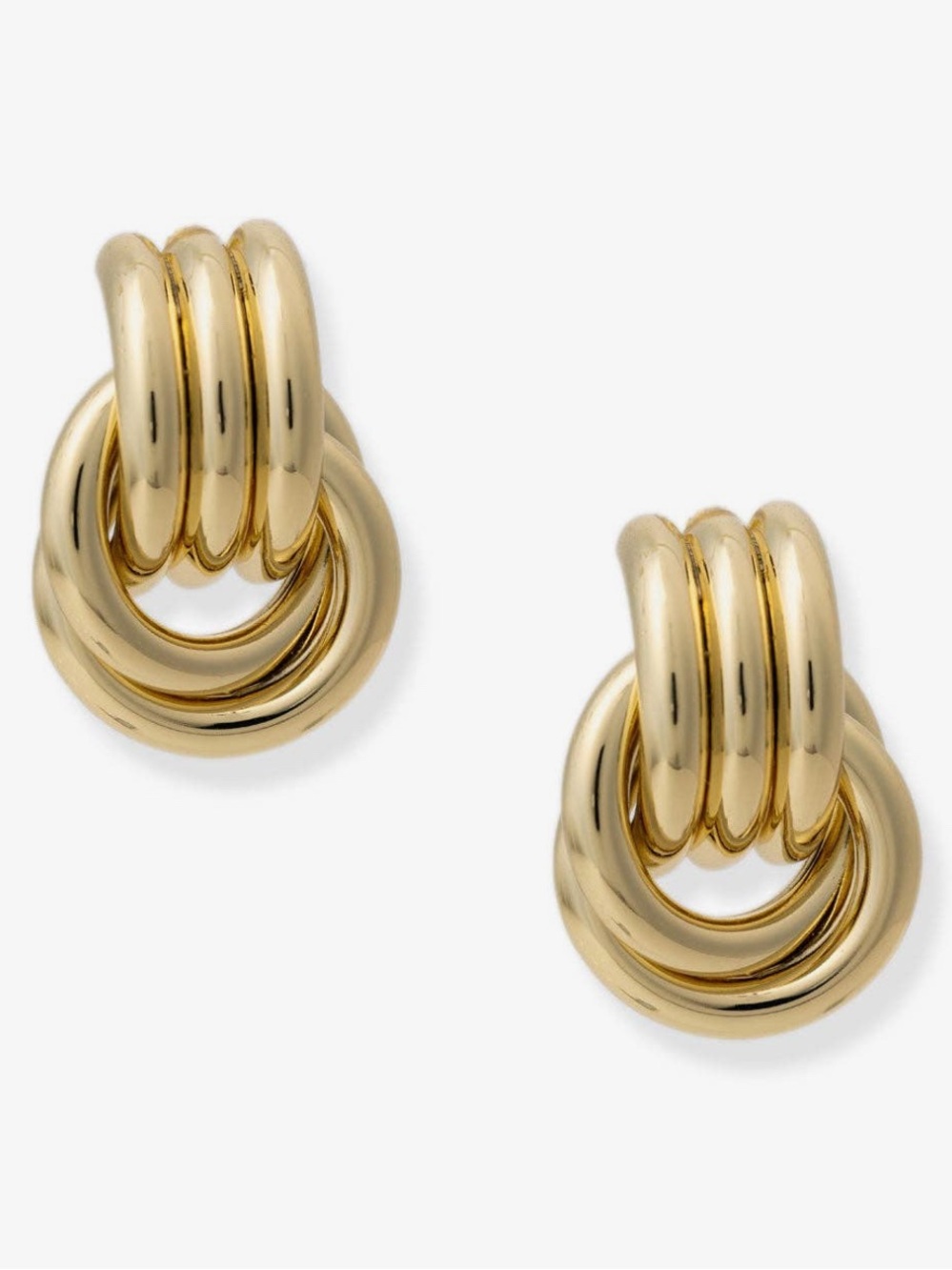 BRACHA Oly Studs- Gold Triple Linked Hoop Drop Earrings